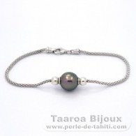 Bracelet en Argent et 1 Perle de Tahiti Semi-Baroque B 10.2 mm