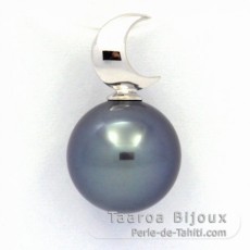 Pendentif en Or blanc 18K et 1 Perle de Tahiti Ronde B+ 10.5 mm