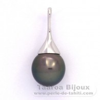 Pendentif en Argent et 1 Perle de Tahiti Semi-Baroque C 12.1 mm