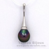 Pendentif en Argent et 1 Perle de Tahiti Semi-Baroque B 9.8 mm