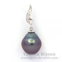 Pendentif en Argent et 1 Perle de Tahiti Semi-Baroque B 10.2 mm