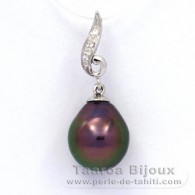 Pendentif en Argent et 1 Perle de Tahiti Semi-Baroque B 9.7 mm