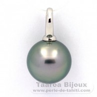 Pendentif en Argent et 1 Perle de Tahiti Ronde C 13.8 mm
