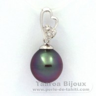 Pendentif en Argent et 1 Perle de Tahiti Semi-Baroque C 10.8 mm