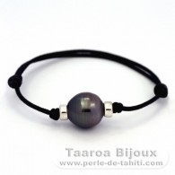 Bracelet en Coton Wax et 1 Perle de Tahiti Cercle C 13.4 mm
