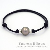 Bracelet en Coton Wax et 1 Perle de Tahiti Ronde C 10.6 mm