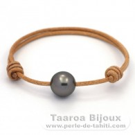Bracelet en Cuir et 1 Perle de Tahiti Ronde C 12.3 mm