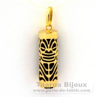 Pendentif en Or 18K et Agate Noire - 21 mm - Longvit