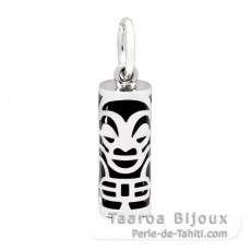 Tiki en Argent et Agate Noire - 15 mm - Sant