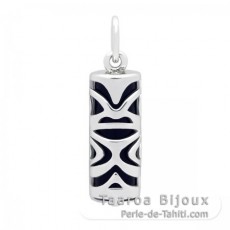 Tiki en Argent et Agate Noire - 17 mm - Chance