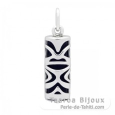 Tiki en Argent et Agate Noire - 17 mm - Chance