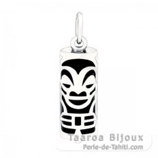 Tiki en Argent et Agate Noire - 17 mm - Sant