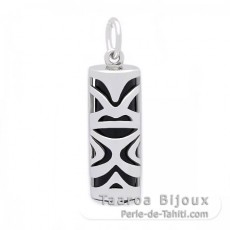 Tiki en Argent et Agate Noire - 21 mm - Chance