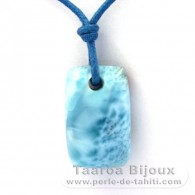 Collier en Coton cir et 1 Larimar - 13.8 x 6.5 x 1.6 mm - 3.42 gr