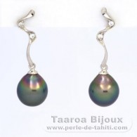 Boucles d'oreilles en Argent et 2 Perles de Tahiti Semi-Baroques B 8.5 mm