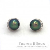 Boucles d'oreilles en Argent et 2 Perles de Tahiti Semi-Baroques B+ 9.3 mm