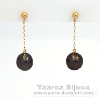 Boucles d'oreilles en Or 18K et 2 Perles de Tahiti Semi-Baroques A 8 mm