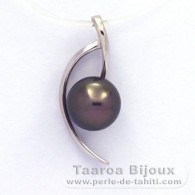 Pendentif en Argent et 1 Perle de Tahiti Ronde C 9.2 mm