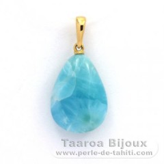 Pendentif en Or 18K et 1 Larimar - 18 x 13 x 6.8 mm - 2.5 gr