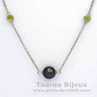 Collier en Argent et 5 Perles de Tahiti Semi-Rondes C de 8.5 à 8.9 mm