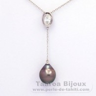 Collier en Argent et 1 Perle de Tahiti Semi-Baroque B 10.2 mm