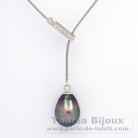 Collier en Argent et 1 Perle de Tahiti Semi-Baroque B 11.6 mm