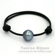 Bracelet en Cuir et 1 Perle de Tahiti Cercle C 13 mm