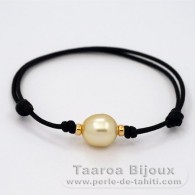 Bracelet en Coton Wax et 1 Perle d'Australie Semi-Baroque C 11.3 mm