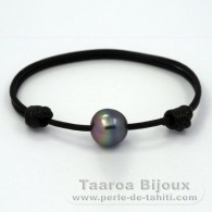 Bracelet en Cuir et 1 Perle de Tahiti Semi-Baroque C 12.4 mm