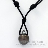 Collier en Coton Wax et 1 Perle de Tahiti Cercle C 13.2 mm