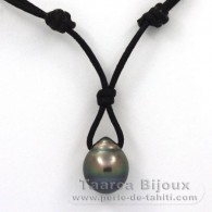 Collier en Coton Wax et 1 Perle de Tahiti Cercle C 12.6 mm