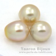 Lot de 3 Perles Australiennes Semi-Baroques C de 11.1 à 11.4 mm