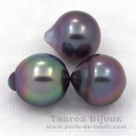 Lot de 3 Perles de Tahiti Semi-Baroques B de 9  9.2 mm