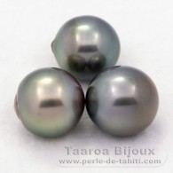Lot de 3 Perles de Tahiti Semi-Baroques C de 12  12.4 mm