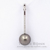 Pendentif en Argent et 1 Perle de Tahiti Ronde C 10.8 mm