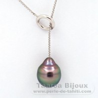 Collier en Argent et 1 Perle de Tahiti Cercle B 11 mm