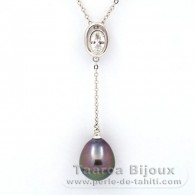 Collier en Argent et 1 Perle de Tahiti Semi-Baroque B 10.3 mm