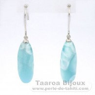 Boucles d'oreilles en Argent et 2 Larimar - 22 x 8.5 x 7.5 mm - 5.03 gr