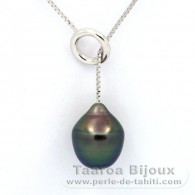 Collier en Argent et 1 Perle de Tahiti Semi-Baroque B 11.2 mm