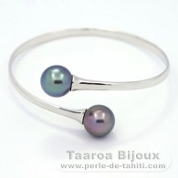 Bracelet en Argent et 2 Perles de Tahiti Rondes C 11.5 mm