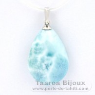 Pendentif en Argent et 1 Larimar - 20 x 14.8 x 7.5 mm - 3.4 gr