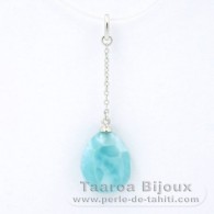 Pendentif en Argent et 1 Larimar - 14 x 11.6 x 5.5 mm - 1.52 gr