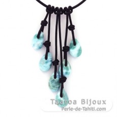 Collier en Cuir et 7 Larimar - 13.6 gr