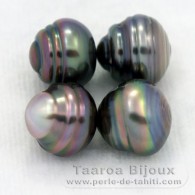 Lot de 4 Perles de Tahiti Cerclées C de 9.5 à 9.7 mm