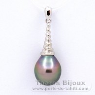 Pendentif en Argent et 1 Perle de Tahiti Semi-Baroque B 10.3 mm