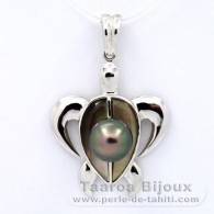 Pendentif en Argent et 1 Perle de Tahiti Ronde C 8.3 mm