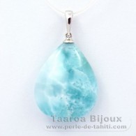 Pendentif en Argent et 1 Larimar - 24 x 19 x 8.4 mm - 5.62 gr