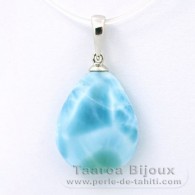 Pendentif en Argent et 1 Larimar - 18 x 14.3 x 5.3 mm - 2.2 gr