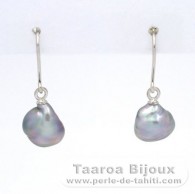 Boucles d'oreilles en Argent et 2 Keishis de Tahiti