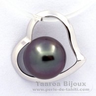 Pendentif en Or blanc 18K et 1 Perle de Tahiti Ronde A 8.2 mm